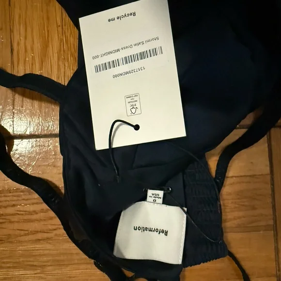 Reformation - Stormi Satin Dress in Midnight - Picture 8 of 8